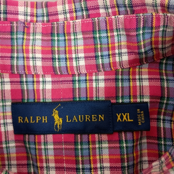 Ralph Lauren Mens Shirt XXL Pink Plaid Button Down Long Sleeve Naked Pony Preppy - Picture 9 of 11